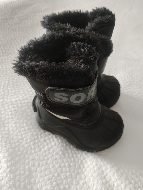 Sorel Other - Sorel Kids Snow Commander Waterproof Black Winter Fur-Trim Boots 5